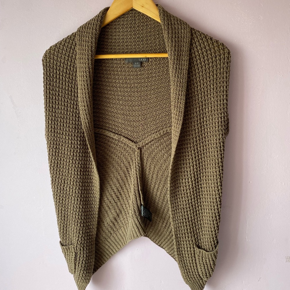 Forever21 S Knit Draped Sweater in brown